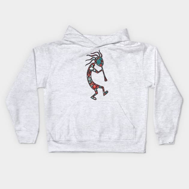 Kokopelli - The Trickster, Native American Symbol Kids Hoodie by Naves